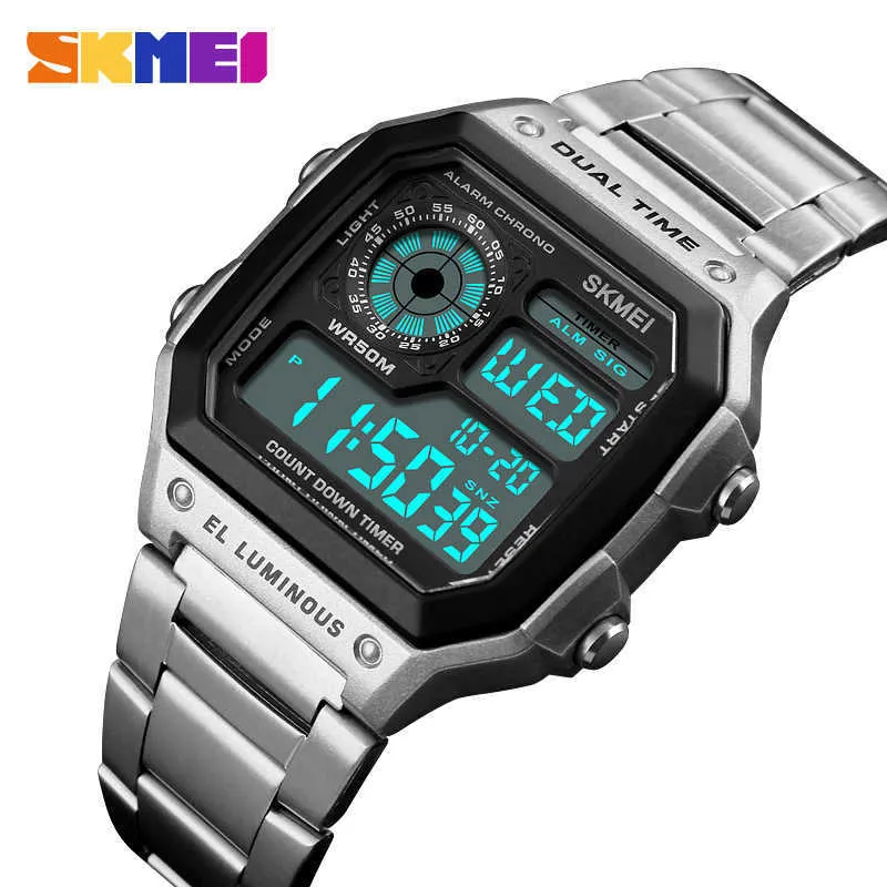Stylish Skmei 1335 Digital Sports Watch for Men Dual Time Chrono Fashion Retro