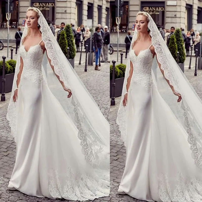 Wedding Veil Long Without Comb One Layer Lace Edge Without Comb Long Bridal Veil One Layer – Sandra main image 4