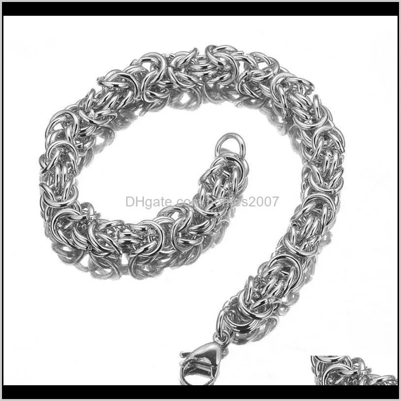 top quality byzantine chain men`s bracelet 316lstainless steel silver color/gold color 6/8/10mm popular jewelry gift 7-11inch