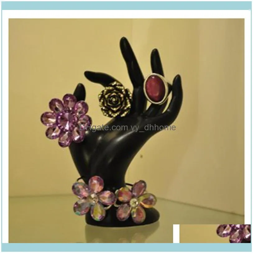 Jewelry Ring Bracelet Necklace Display Holder Stand Hand Design (Black), Showcase Pouches, Bags