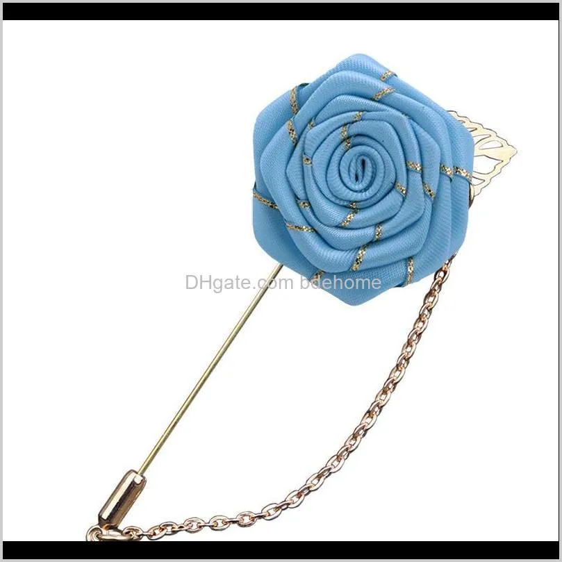 vintage mixed fabric rose brooches tassel chain men suit collar brooch broche lapel pin brooches for women jewelry accessories 450 t2