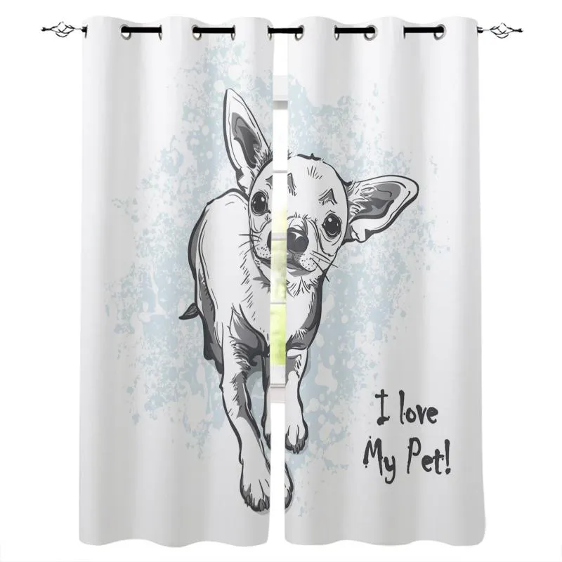 Cute Dog English Alphabet Curtains In The Living Room Kitchen Bedroom Interior Decor Curtain Window Divider Home Decoration & Drapes