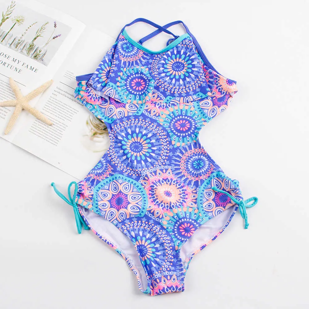 Print Girls Swimwear Children Kids One Piece Swimwer Monokini Swimsuit Maillot De Bain Femme Cute Baby Bathing Suit 159