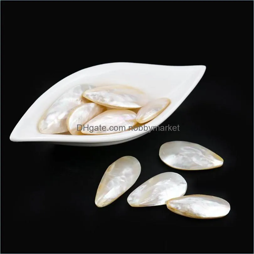 Charms 1pc Two-Side Natural Sea Shell Long Water Drop Pendant Tear Charm White MOP Beads DIY Making Necklace Earring Jewelry Accessory