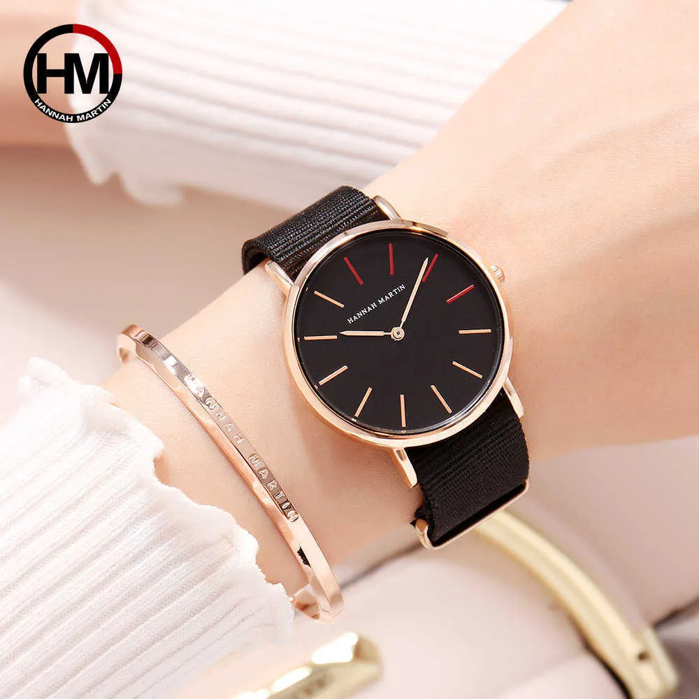 36mm Designer Japão Movimento de Quartzo Mulheres Nylon Strap Luxury Brand Rose Gold Lady Style Relógios Impermeáveis ​​Montre Femme 210527