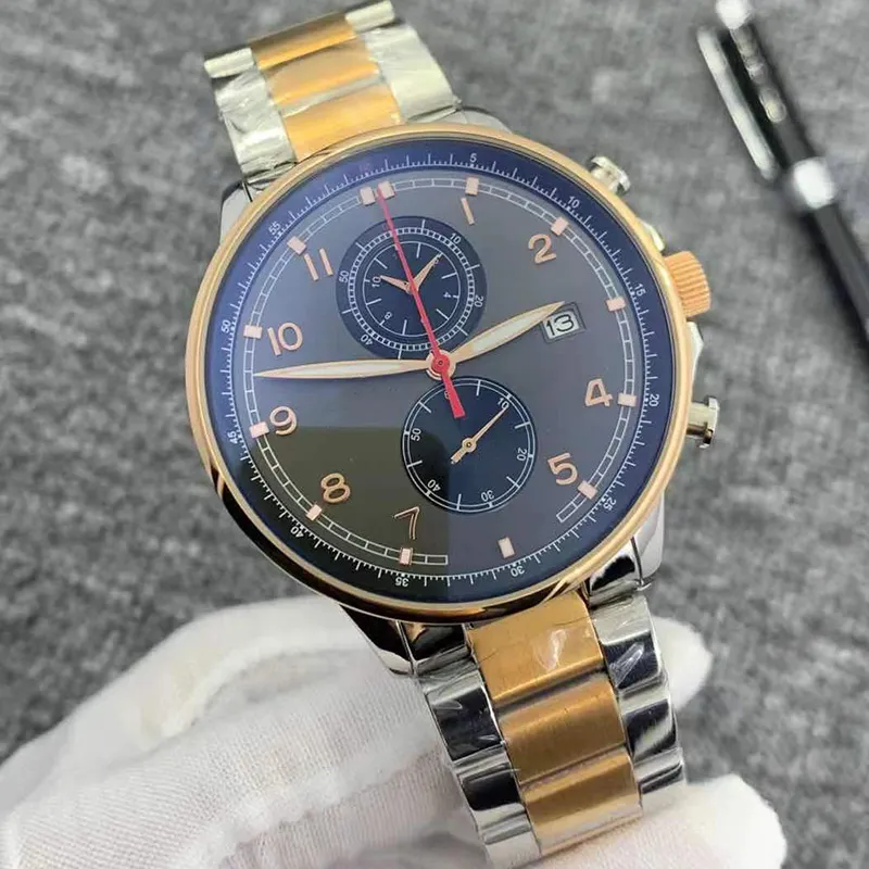 Luxury Designer Classic Fashion Men's Quartz Watch Stainless Steel Rubber Strap Size 45mm Sapphire Glass Waterproof Chronograph Function Watches