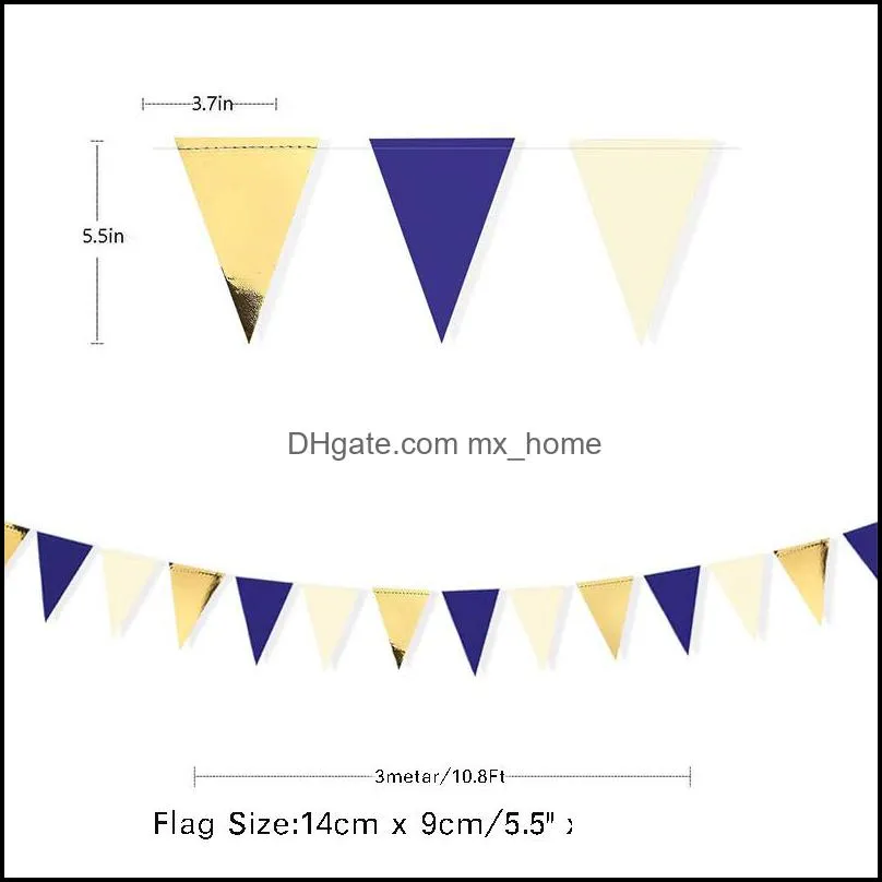 Banner flags Party supplies 26 Flags Champagne Paper Triangle Slingers Rose Gold Girls Birthday Decoration Needs Bruiloft Button 0730