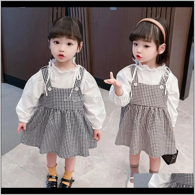 Clothing Baby Kids Maternity Drop Delivery 2021 Spring Children Clothes Baby Set Tshirts Chess Tops Sstrap Suit For Girls Birthday Sets Z0Om