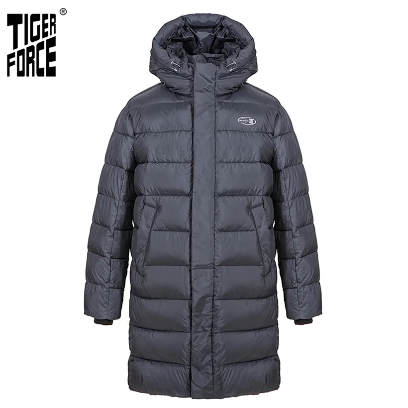 TIGER FORCE Winter Jacket For Men Long black Warm Male Sports Casual fashion Thick outdoor Men's coat Parka 70701 220105