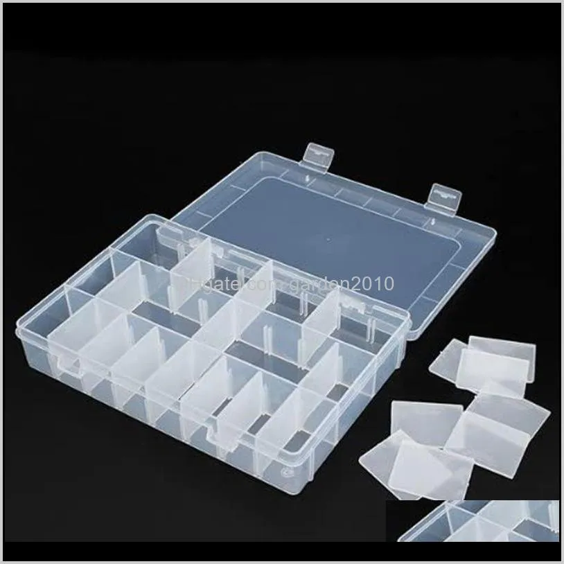 24 plastic storage jewelry box compartment adjustable container beads earring box jewelry rectangle case makeup organizer