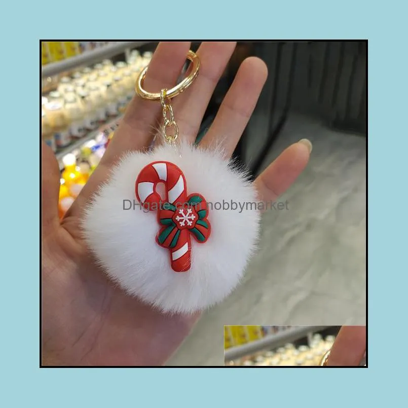 Creative Christmas Key Ring Santa Fur Ball Keychains For Women Gift Mobile Phone Bag Pendant Keychain Car Ornaments Cute Fashion