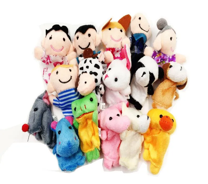 L'heure du conte Marionnettes à doigts Tissu Velours Peluche Poupée Différents animaux de dessin animé Personnes Membres de la famille Panier de Pâques Cadeaux de fête