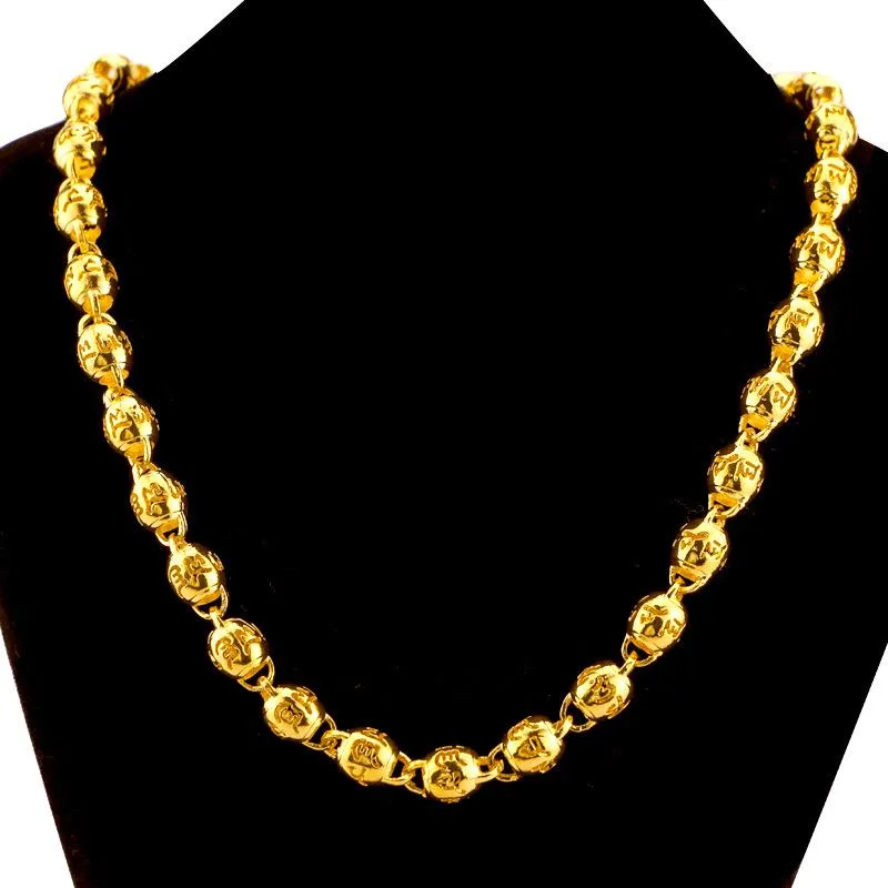 Chaînes de luxe Perles Solides Chaîne 14K Collier d'or pour hommes pour hommes Bijoux de fiançailles de mariage Exquise Pure Anniversaire Année cadeaux