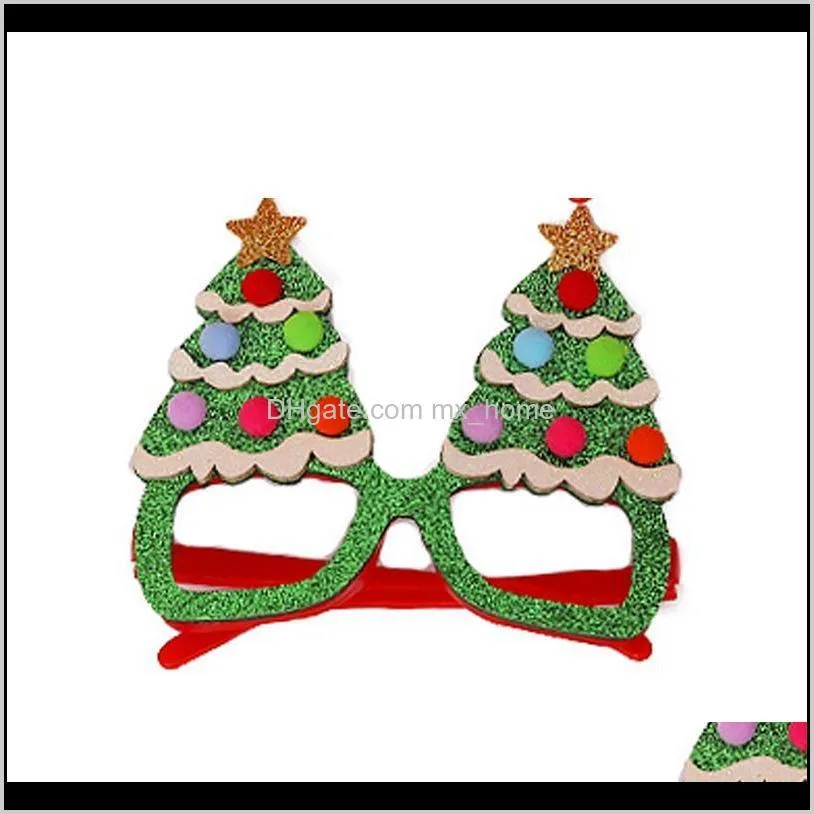 christmas party decorations adult children`s toys santa snowman antler glasses frame glittered eyeglasses kids favors xmas gift