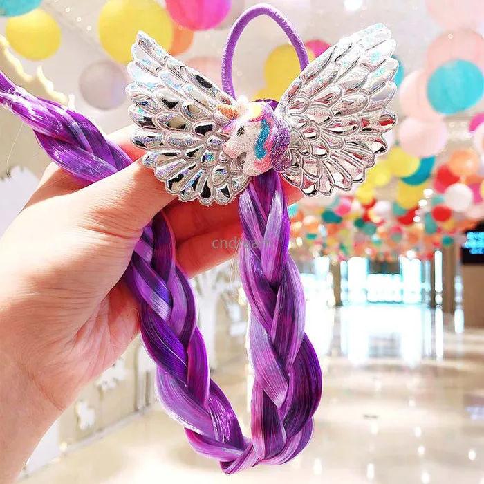 Colorful Hairpiece Braid Headband Ponytail Holder Cartoon Rainbow Snowflake Butterfly Bow Knot Rubber Bands Clip Rings Kids Children Fashion Hair Accessories