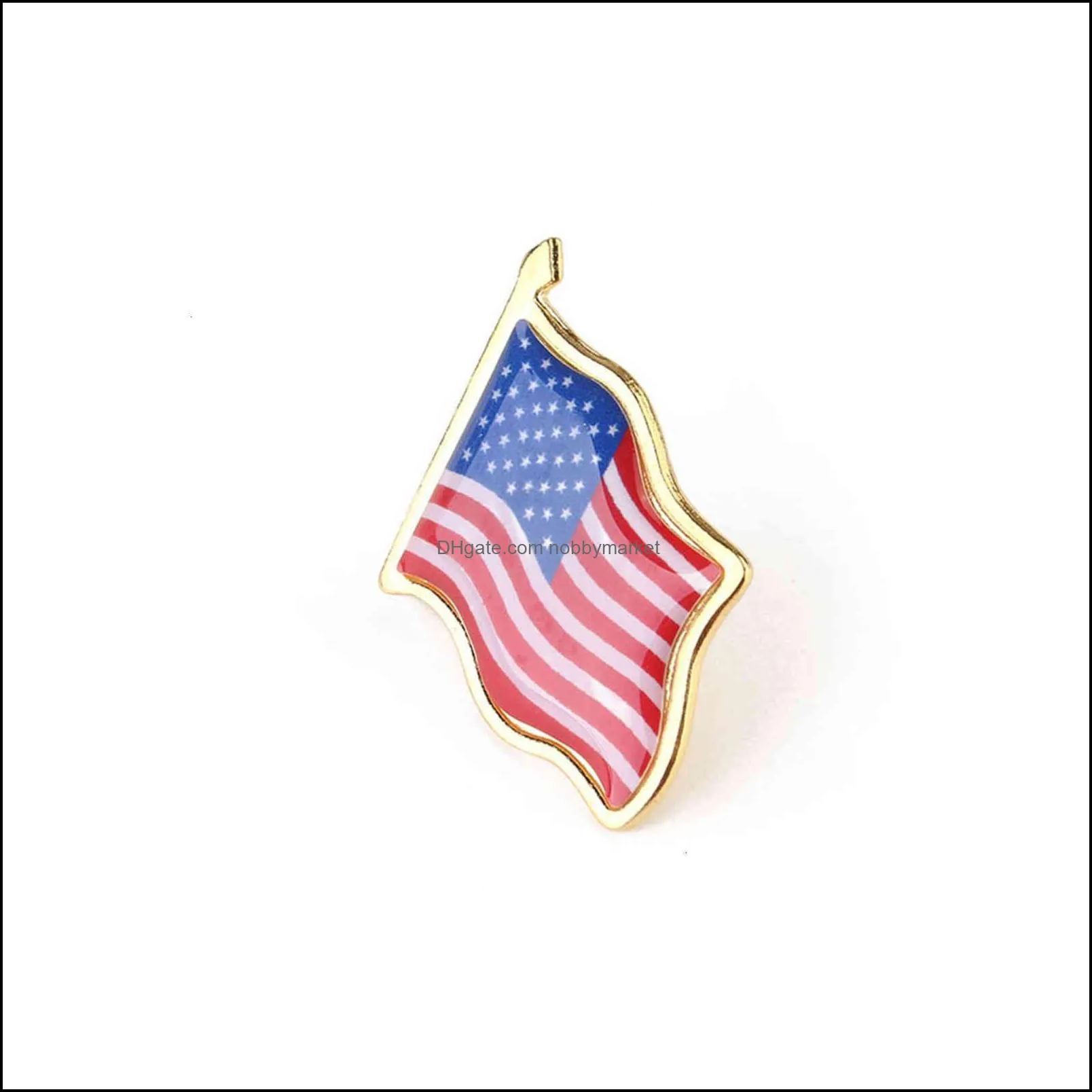 Brand Brooch 10pcs/lot American Flag Lapel Pin United States USA Hat Tie Tack Badge Pins Mini Brooches for Clothes Bags