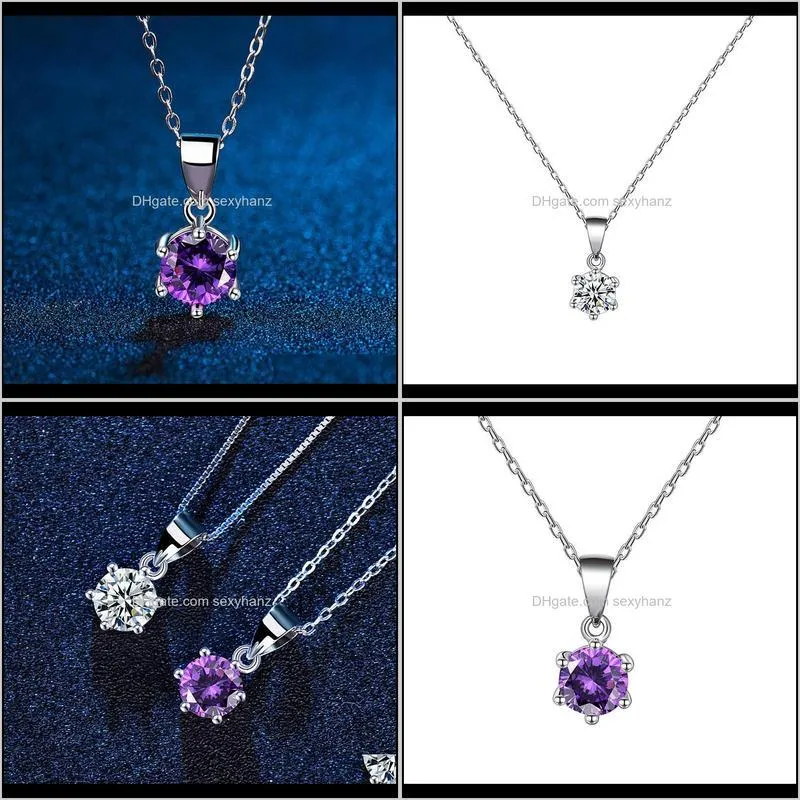 simple pendant classic six claw zircon necklace feminine temperament versatile clavicle chain jewelry gift for girlfriend