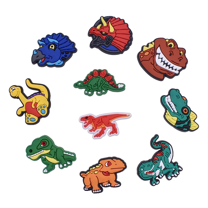 Commercio all'ingrosso Mix Cartoon Tyrannosaurus Dinosaur PVC Craft parte posteriore piatta per gioielli per ragazzi fai-da-te scarpe con ciondoli abbellimenti