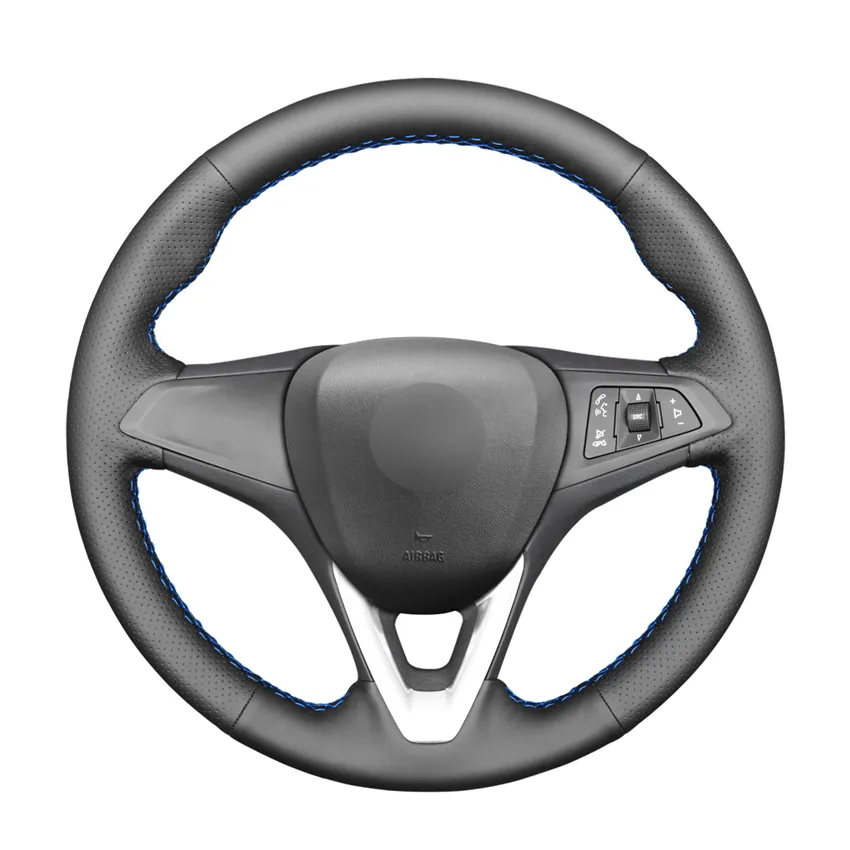 Cobertura de volante de couro artificial preto de costura de mão para Astra (K) Corsa (E) Crossland Grandland X Insígnia