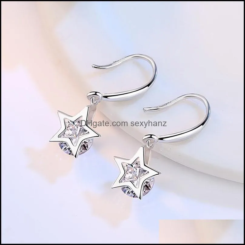 Other G37 Fashion S925 Silver Earrings Female Pentagram Star Simulate Real Ear Lovely Party Jewelry