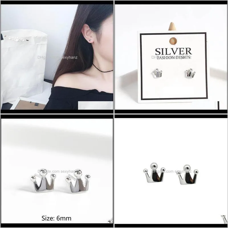 mini trendy crown earrings for women minimalist fine jewelry cute 2021 gift stud