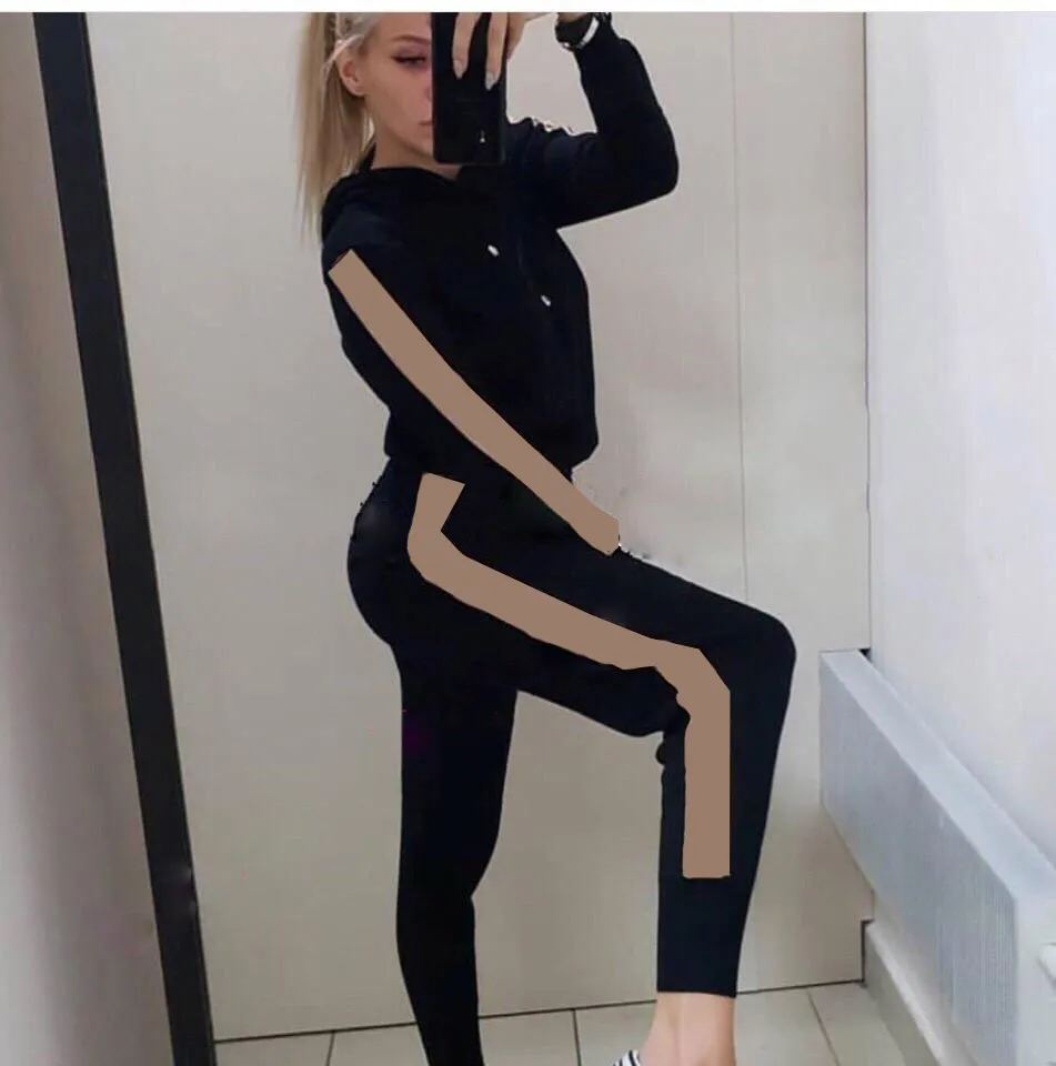 Womens Tracksuits Casual Fashion Autumn Spring Long Sleeved Two-piece Jogger Set Ladies Fall Tracksuit Sweat Suits Black Plus Size