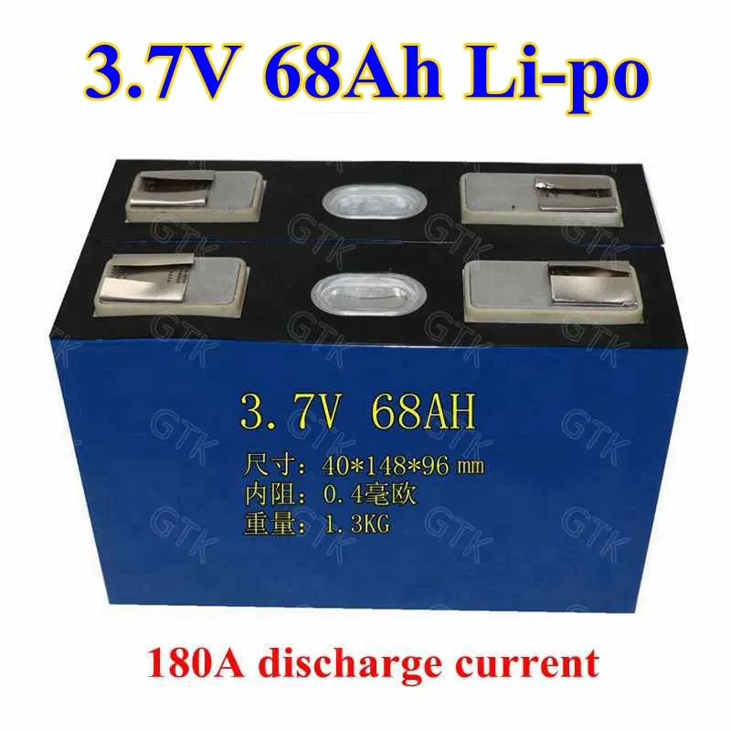 GTK – batterie lithium polymère 3.7v, 68ah, taux de décharge 180a, li-po, pour voiture électrique 12v, 24v, 36v, outils électriques, bricolage, 1 pièce