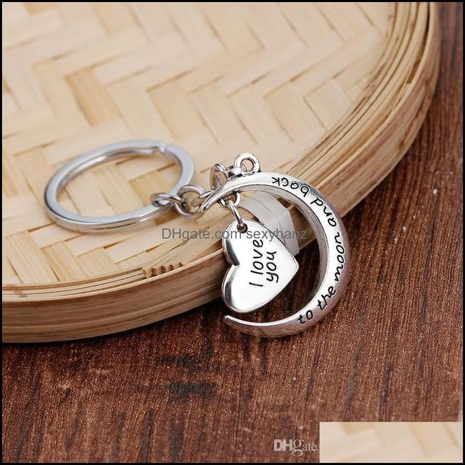 FAHMI 2019letter key ring Heart Keychain I Love you to the Moon and Back Bag Hangs Fashion Jewelry