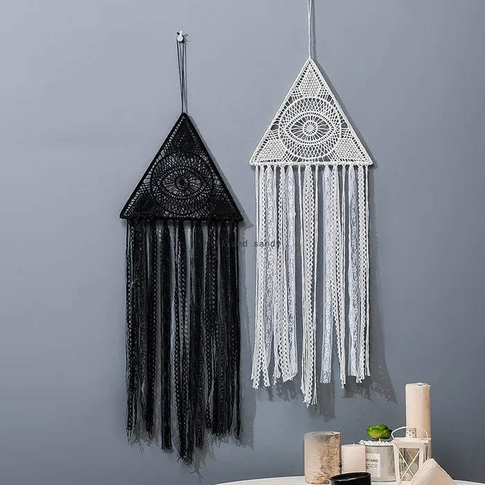 27cm Triangle Eye Tassel Macrame Wall Hanging Witchy Wall Tapestry