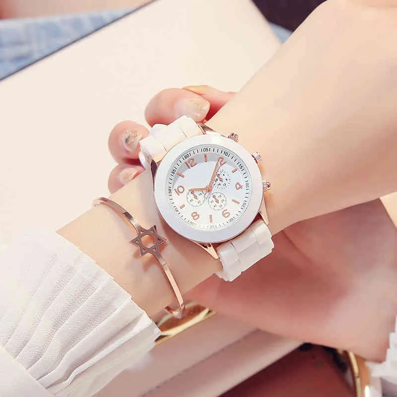 Diseñador de lujo marca relojes relogio feminino moda casual damas blanco silicona ginebra cuarzo deporte digital vacaciones regalo chasy