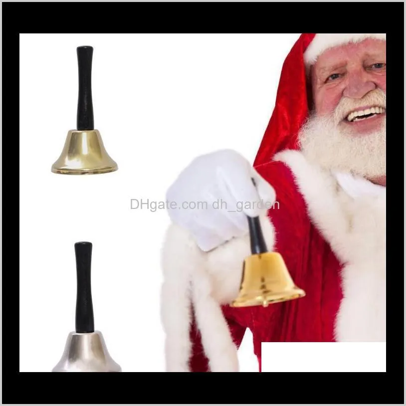 Autres événements Fournitures de fête Accueil Jardin Drop Livraison 2021 Gold Sier Main Outil de fête de Noël Habillez-vous comme Santa Claus Christmas Bell Rattle Ye