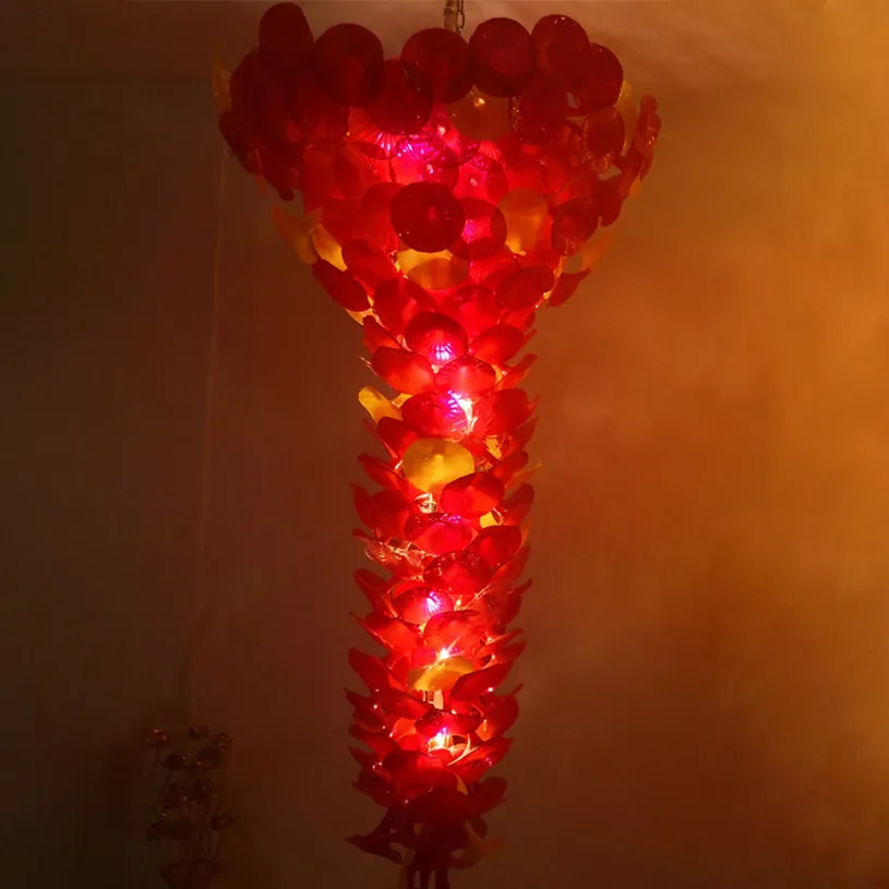 Contemporary Design Hand Blown Glass Chandelier Lamp DIY Red Color Pendant Lamps for Hotel Villa Decor