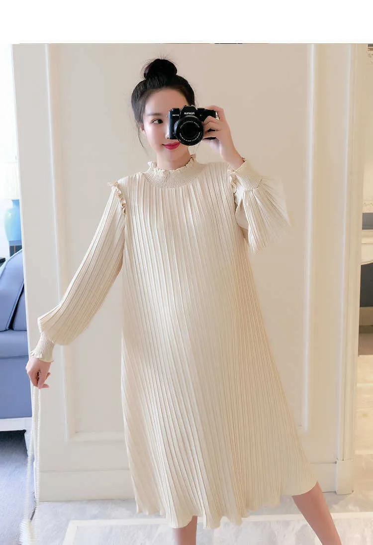 New Spring Maternity Dresses Fashion Chiffon Pleated Long Pregnancy Dress 2020 Casual Loose Maternity Clothes For Pregnant Women (12)