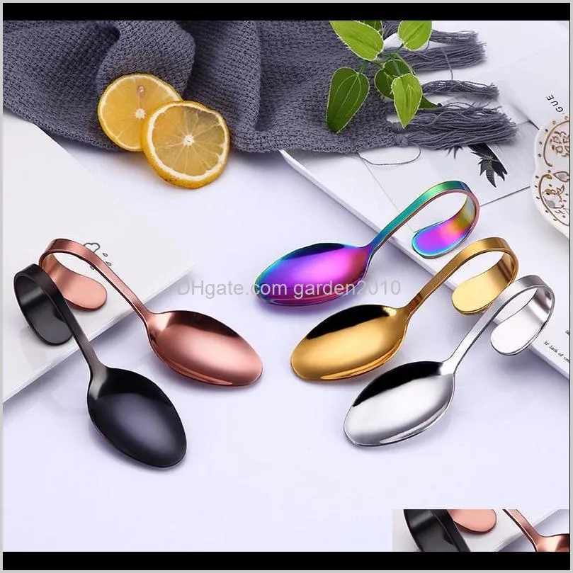 stainless steel creative curved handle spoon bent spoon for buffet dessert salad kitchen tableware wholesale wb755