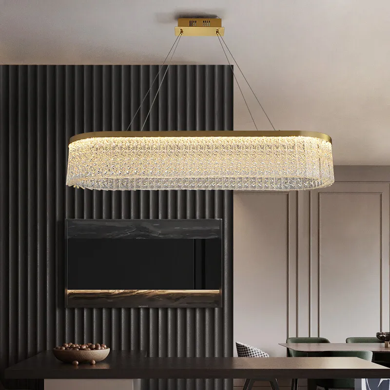 Lampe Led suspendue en cristal au design nordique moderne, luminaire décoratif de plafond rond doré, idéal pour un salon, une cuisine ou une chambre à coucher