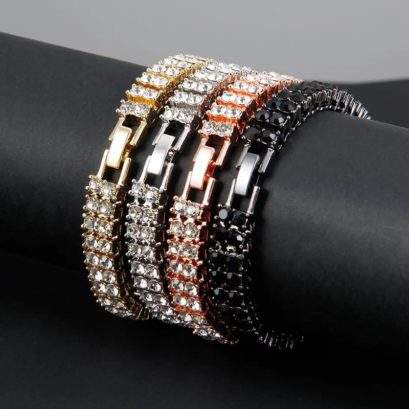 Benutzerdefinierte Halskette Schmuck Männer Hip Hop Bling Iced Out Tennis Ketten HalskettenArmband 8mm Breite 2 Reihe Halsband Lange Link Kette Geschenk201y