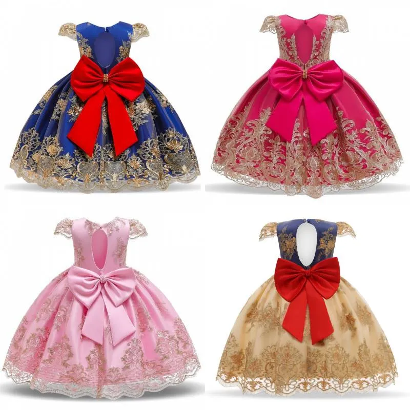 Girls Princess Kids Dresses for Girls Tutu Lace Flower Embroidered Ball Gown Baby Girls Clothes Children Wedding Party Dress 52 Y2