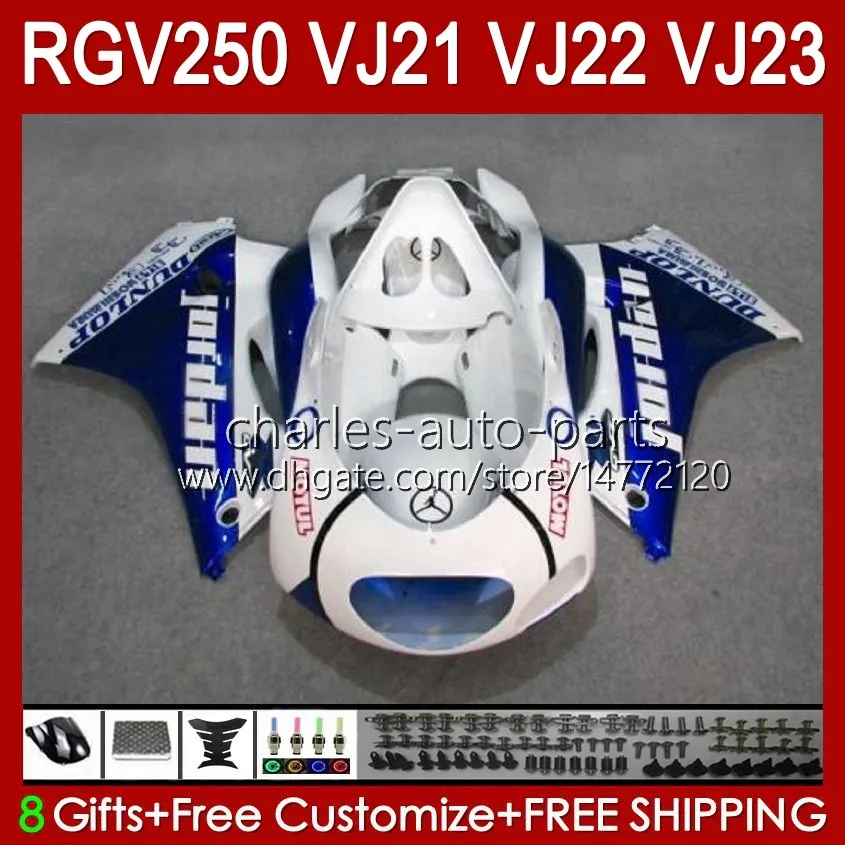 OEM Bodys Kit för SUZUKI 250CC RGV250 Blue Glossy SAPC VJ21 RGV250 RGV-250CC 88 89 karosseri 21HC.32 RGVT-250 RGV-250 Panel RGVT RGV 250 CC 1988 1989 Full Fairings Kit