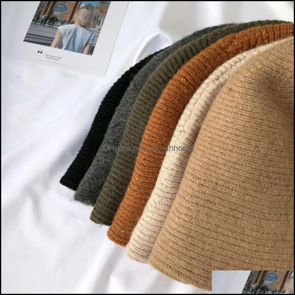 Korean autumn and winter new pure wool basin Hat Lady`s casual dome light fisherman`s hat