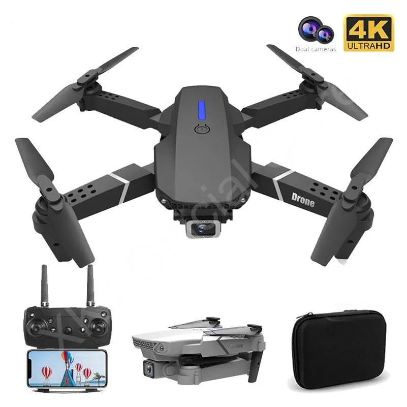(Nuevo) Dron Toys-E88 con gran angular HD 4K 1080P Cámara Dual altura Hold Wifi RC Quadcopter plegable Dron juguete de regalo
