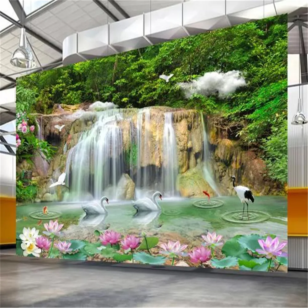 Ultra HD Waterfall Scenery Custom Mural Waterfall Wallpaper For Living ...