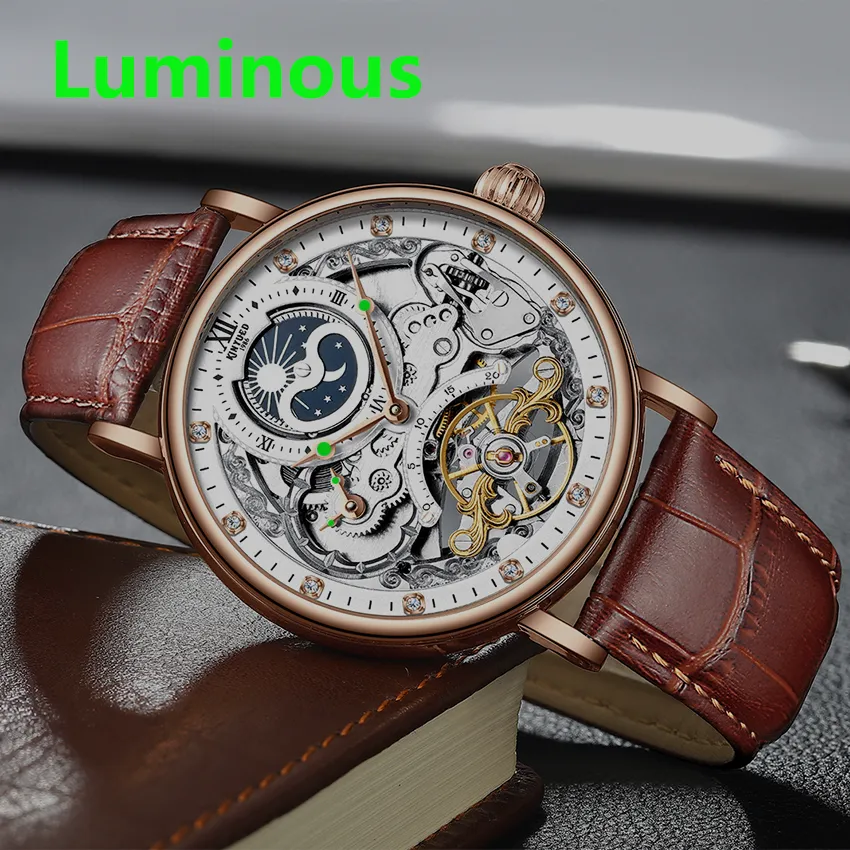 KINYUED Tourbillon Automatic Watch For Men Sports Watch Clock With Self Winding Casual Moon Dial And Mechanism From Vipswei 35.97 DHgate.Com