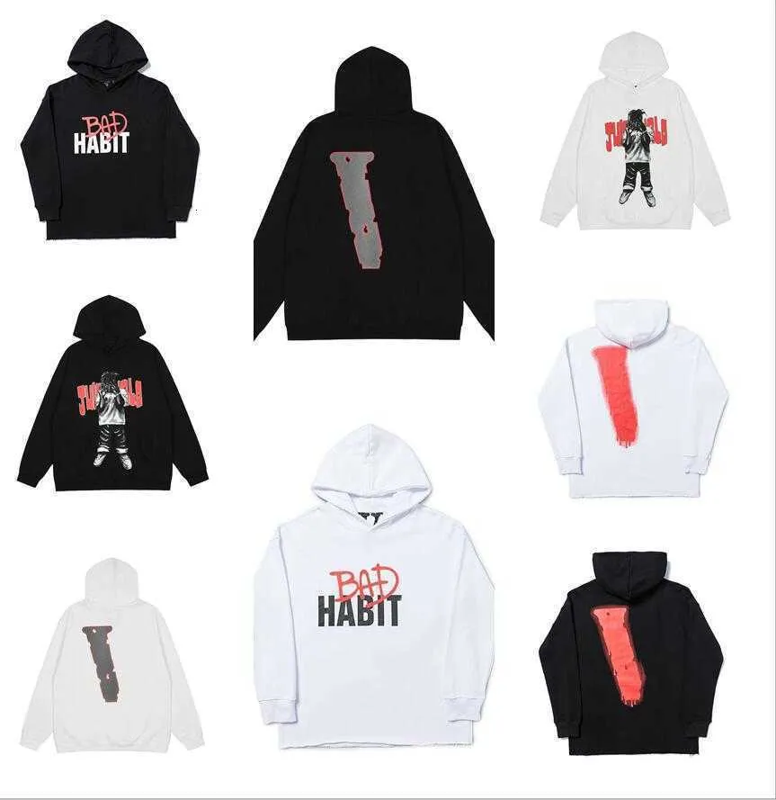 Büyük V Hoodiebig V erkek sokak tarzı hip-hop karakter mektup gevşek hoodie gevşek çift kapüşonlu kazak vlones # s-xl