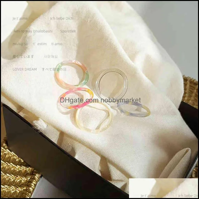 Korean color transparent acetic acid ring one size plate girl fashion