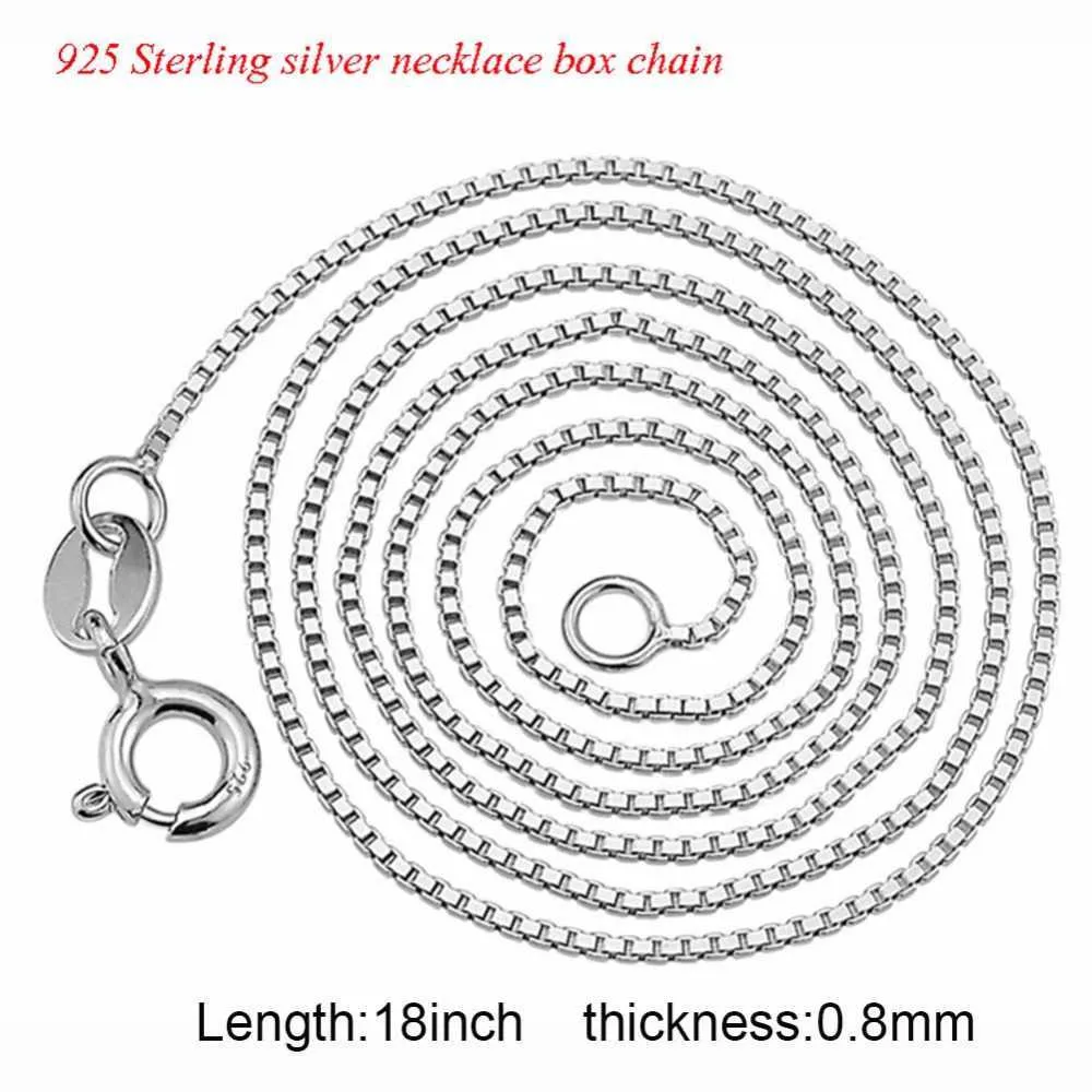 s925 sterling silver box chain neclace 18inch 0.8mm