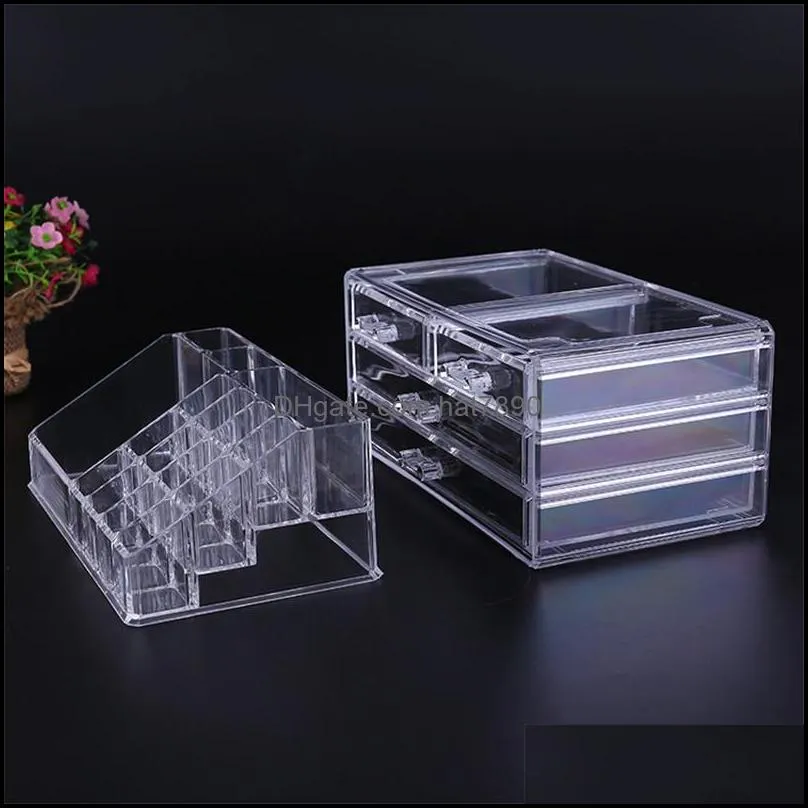 New Fahison Transparent Makeup Box Acrylic Cosmetics Organizer Desktop Clear Box storage Case Large For Women Gifts AF1