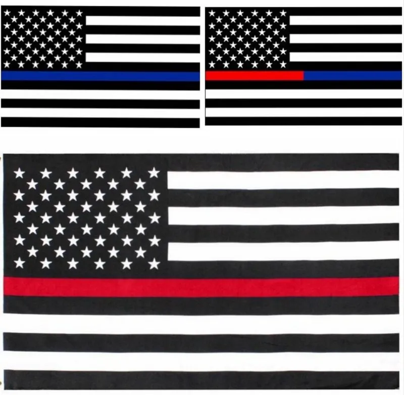 DHL 3x5FTS 90x150cm Wraps United States of American Fire Fighter Thin Red Line Flag Blue Grey Scarves