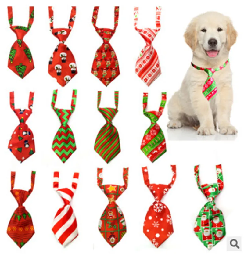 Cravate de Noël pour animaux de compagnie Colliers de chien de Noël fournitures pour animaux de compagnie Noeud papillon pour chien Cravates pour chiens Cravates 5.5 * 10cm