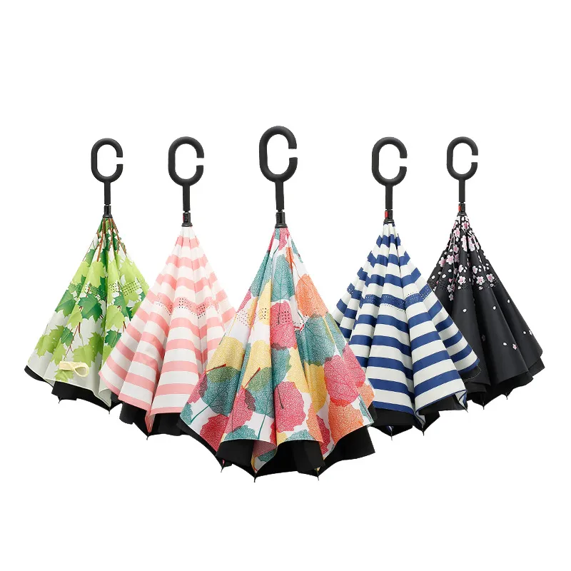 Latest High Quality Windproof Car Reverse Umbrella Folding Double Layer