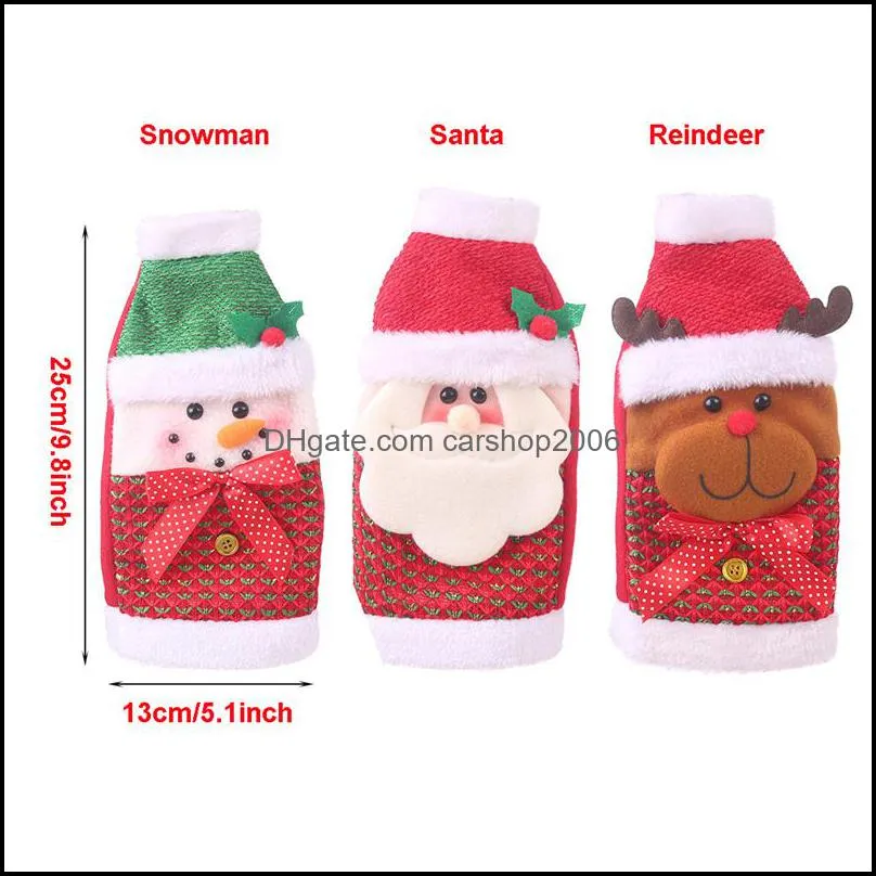 Christmas Wine Bottle Cover Champagne Sweater Santa Reindeer Snowman Xmas Party Decorations Table Ornaments PHJK2109